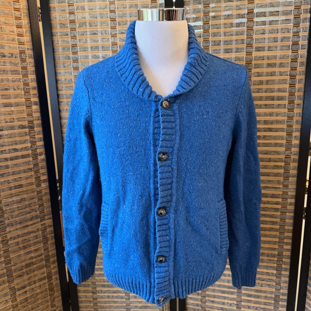 Original Penguin Cardigan Sweater Mens M Blue Shawl Collar Button Front Marl